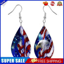 Independence Day Eagle Print Dangle Earrings Leather Hook Earrings Jewelry