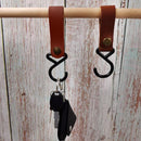 Outdoor PU Leather Hook Camp Hiking Clothes Storage Hanger Holder (4pcs)