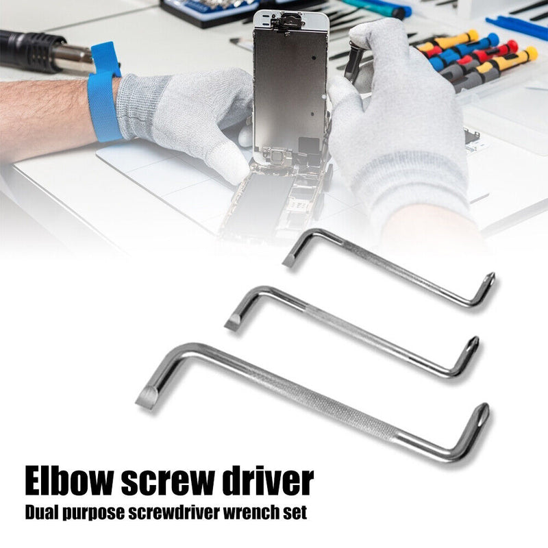 3pcs Right Angle Elbow Z-shape Mini Phillips Slotted Screwdrivers Hand Tool