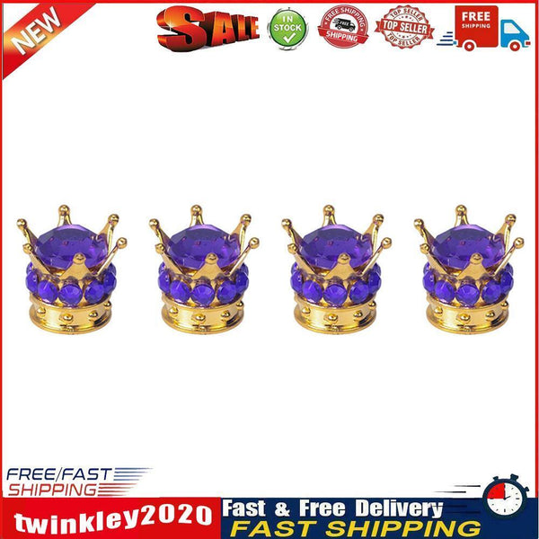 4x Car Rhinestone Wheel Tire Valve Caps Tyre Rim Stem Air Cover (Purple) Newly