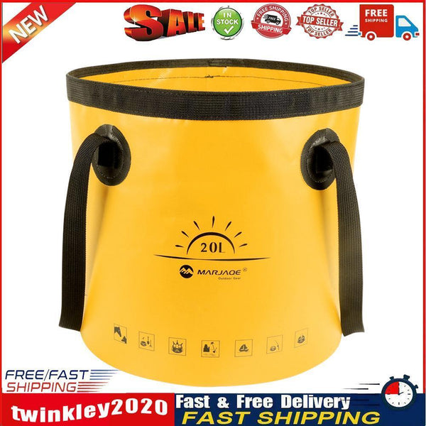 20L Folding Bucket Outdoor Camping Waterproof Water Storage Bags (Yellow) Newly