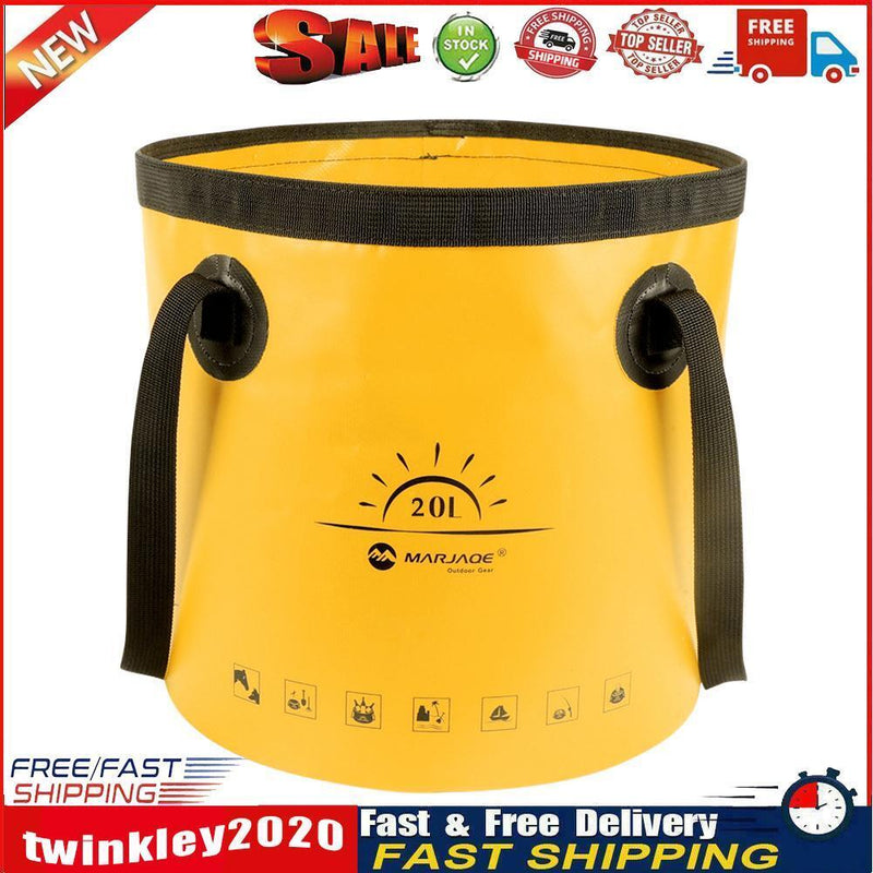 20L Folding Bucket Outdoor Camping Waterproof Water Storage Bags (Yellow) Newly