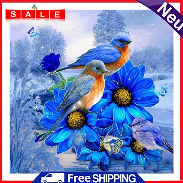 5D DIY Diamond Painting Kits Full Square Drill Blue Bird Flower Mosaic Picture