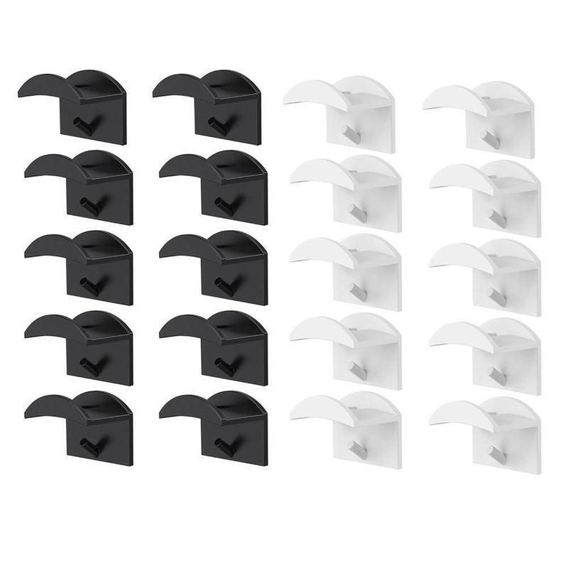 Adhesive Hat Hooks for Wall (10 Pack) - Baseball Caps Hangers Rack (Black)