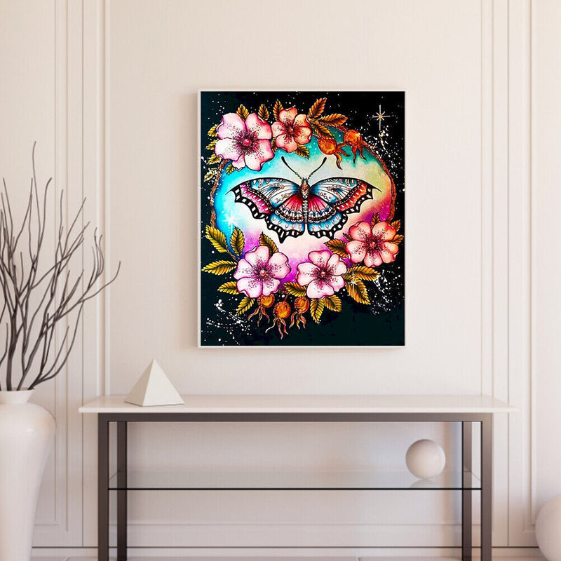 Flower Butterflies Oil Paint By Numbers Kit DIY Acrylic Painting on Canvas Set
