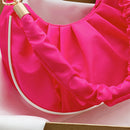 Women Pleated Hobos Shoulder Bag Casual Ladies Solid Color Small Handbags Purse
