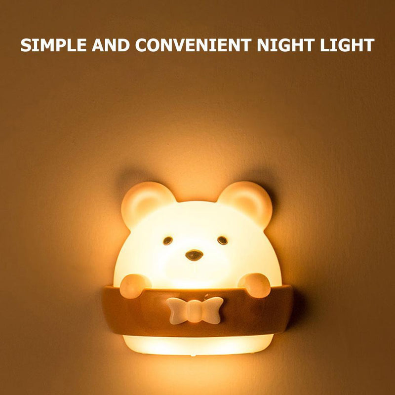 Bear Shape Hallway Wall Lamp Bedside Night Light with Remote Control (A)