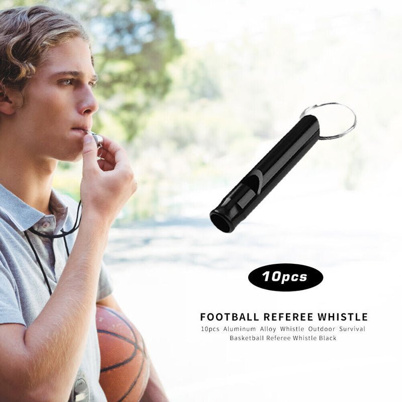 10pcs Aluminum Alloy Whistle Outdoor Survival Basketball Referee Whistle Bl
