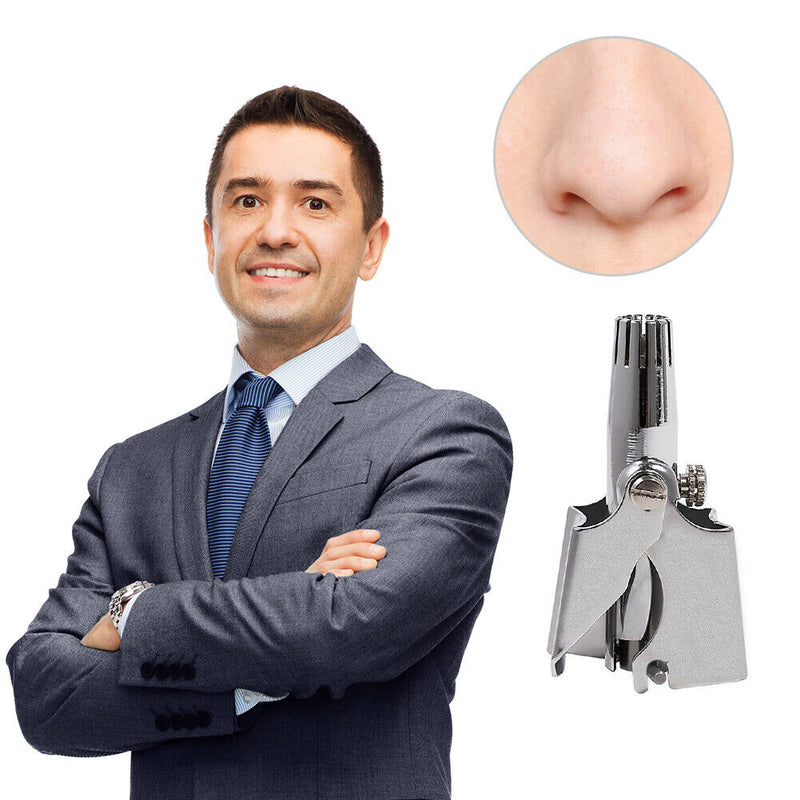Nose Trimmer for Men Stainless Steel Manual Nasal Razor Washable (Metal)