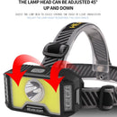 Head Torch Strong Light Fishing Headlight Long Press to Turn Off T6+COB Light