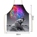 #A Elephant Linen Kitchen Apron Household Waterproof Oilproof Cooking Pinafore