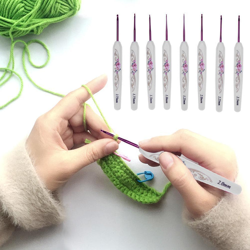8pcs Soft Handle Aluminium Head Crochet Hooks Sweater Sewing Needles Set Newly
