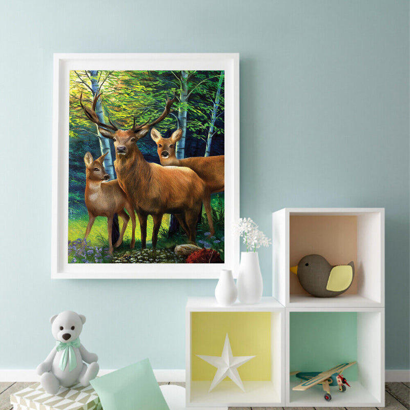 #A Woods Animal Oil Paint By Numbers Kit DIY Acrylic Painting on Canvas Framel