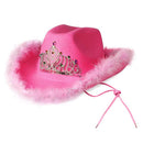 Western Style Cowboy Hat Warped Brim with Sequin Decoration Crown Cowgirl Hat`