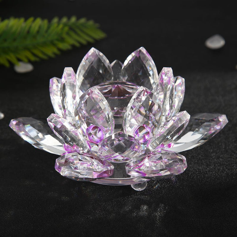 Crystal Lotus Candlestic Paperweight Ornaments Gift for Home Wedding Party Decor