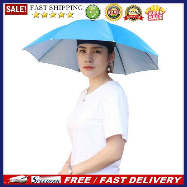 5pcs Outdoor Portable Anti-Rain Anti-Sun Head Umbrella Hat (Light Blue)
