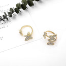 1set Korean Rhinestone Butterfly Ring Simple Lady Opening Finger Rings Jewe