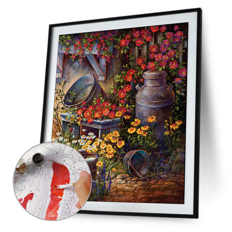 Yard Corner Oil Paint By Numbers DIY Acrylic Painting on Canvas Wall Art Pict