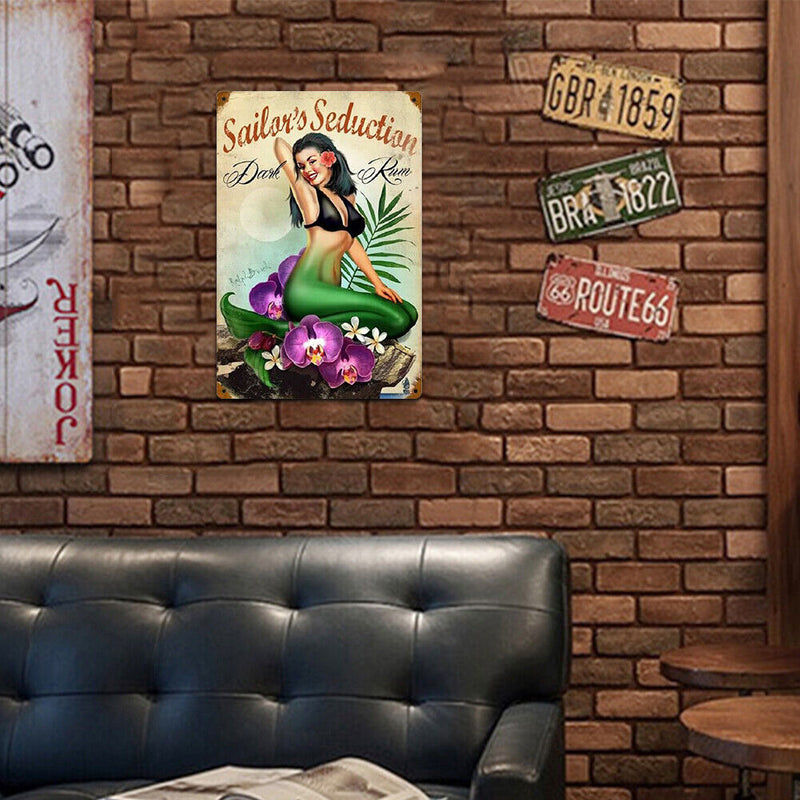 Mermaid Retro Metal Plate Tin Sign for Bar Pub Club Cafe Wall Art Decor