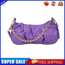 Solid Pleated Women Shoulder Bag PU Clear Chain Crossbody Handbag (Purple)