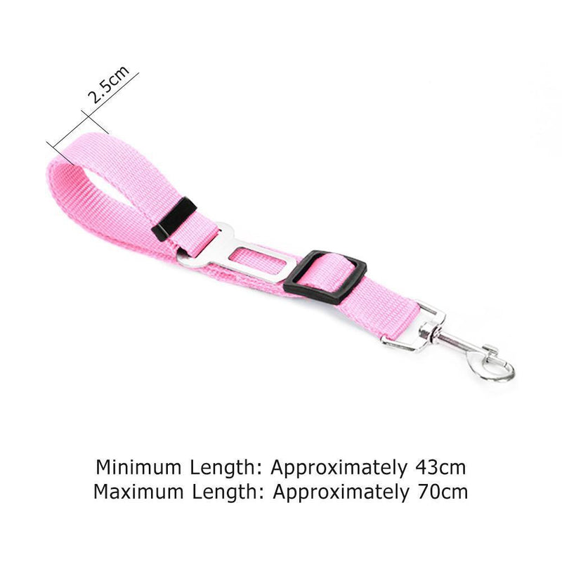Adjustable Dogs Car Seat Belt Harness Pets Safe Seat Traction Rope (Pink)