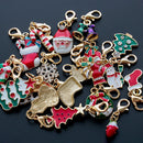Style Christmas Key Chains Enamel Keychains Lobster Buckle Snowman Bell Tree