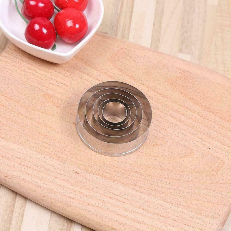 5pcs Circle Steel Cookie Cake Cutter Biscuit Diy Baking L6C0 Pastry J1I7
