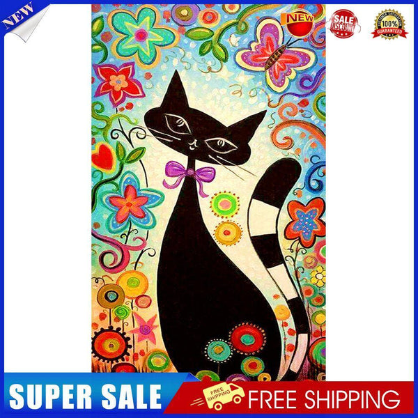 Cartoon Flower Cat Oil Paint By Numbers Canvas DIY Wall Art Craft Drawing