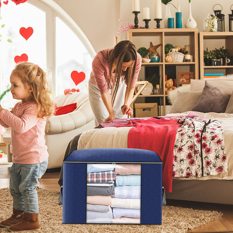 Foldable Comforter Storage Bag Large Organizer for Blankets Pillow Sturdy Zipper