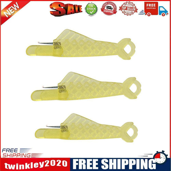 3pcs Fish Type Auto Needle Threader Plastic Quick Needle Inserter (Yellow)