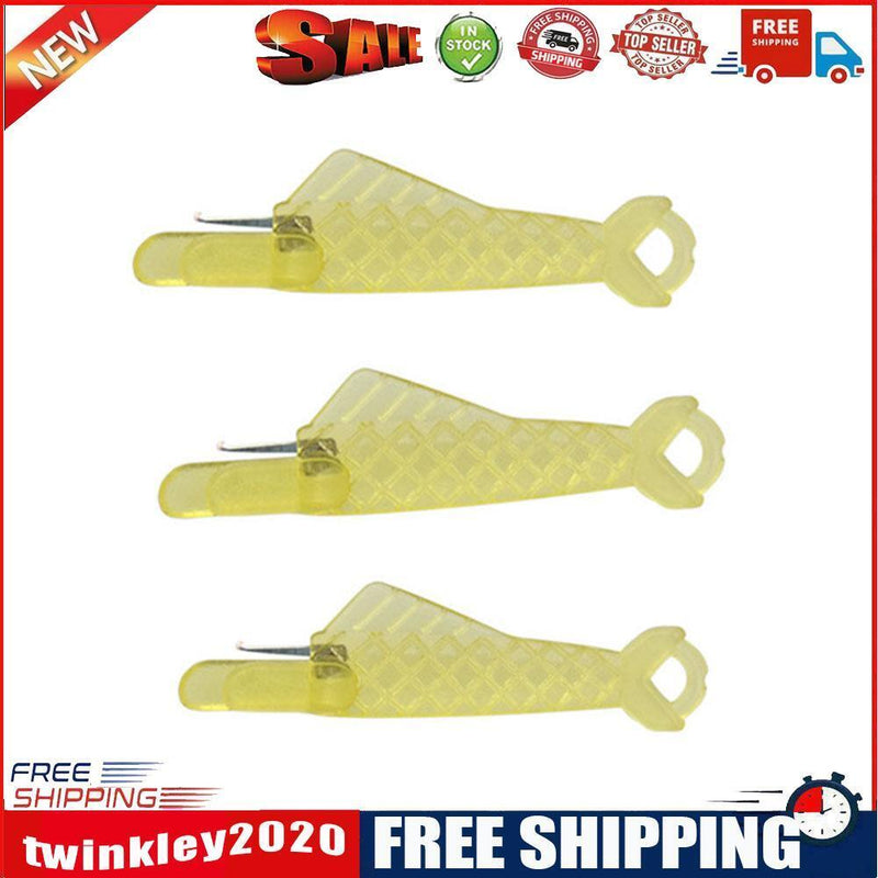 3pcs Fish Type Auto Needle Threader Plastic Quick Needle Inserter (Yellow)