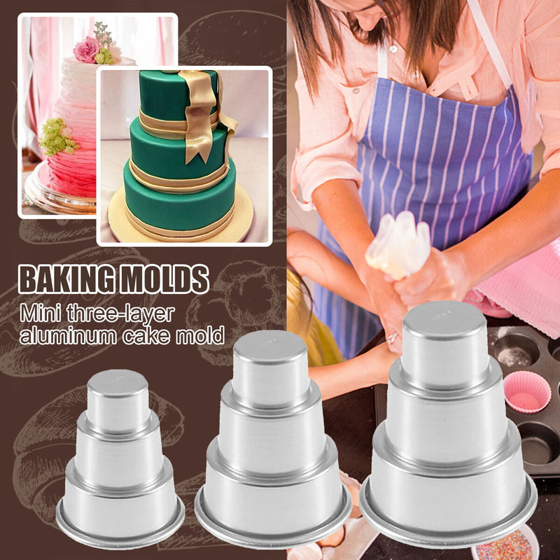 Aluminum Alloy DIY Cake Mold Three-layer Baking Mold for Homemade Cake Tools