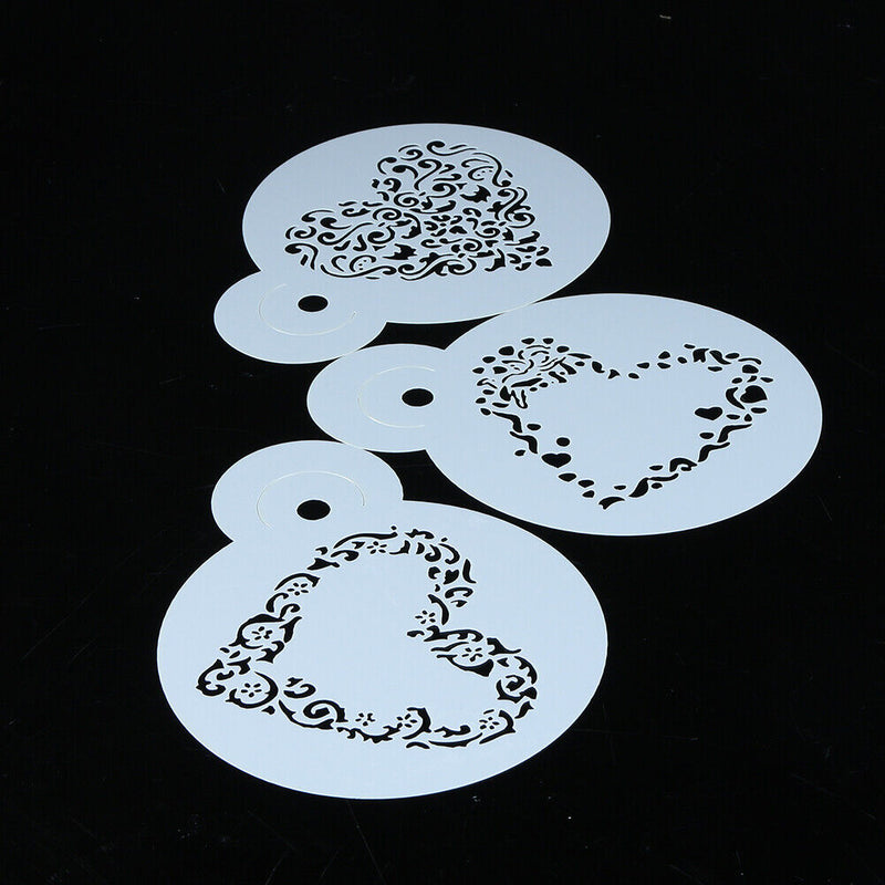 3pcs Love Heart Shape Cake Stencil Set Cake Cookie Stencil Cake Decoration