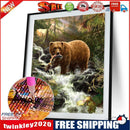 Diamond Embroidery Bears Eat Fish Round DIY Diamond Painting Cross Stitch