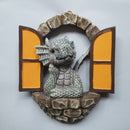 Dinosaur Climbing Windows Sculpture Garden Dragon Opening Door Statue (A) Newly