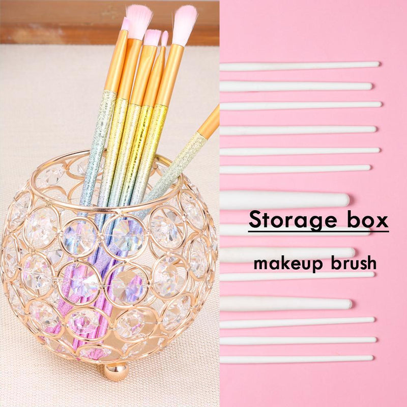 European Style Round Crystal Makeup Brush Storage Box Jewelry Organizer Newly