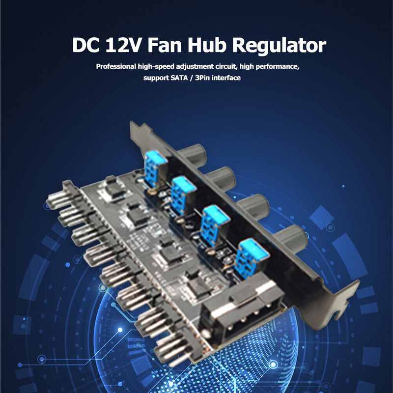 8 Channels 4 Knobs CPU Cooler PC Case Cooling Fan Speed Controller PCI Bracket
