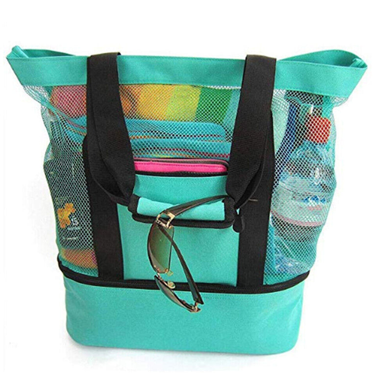 Insulation Lunch Bag Picnic Net Beach Handbag Food Beverage Storage (Green)