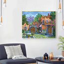 Oil Paint by Numbers Downtown Scene Canvas Artwork Living Room Picture Decor Kit