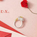 Women Girl Cute Rabbit Animal Crystals Adjusted Jewelry Rings B7D6 E3D1