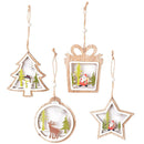 House Xmas Ornament Wood Hanging Christmas Tree Pendant Snowman Snowflake Elk