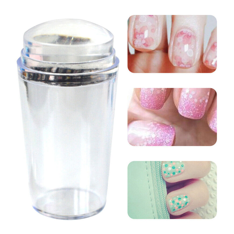 Nail Stamper Clear Silicone Head Manicure Tool Polish Transfer Template Kit