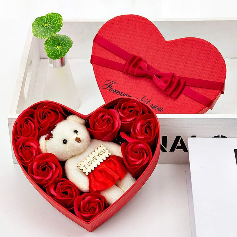 10pcs Rose Flowers Bear Gift Box Xmas Birthday Valentine Wedding Gifts Newly