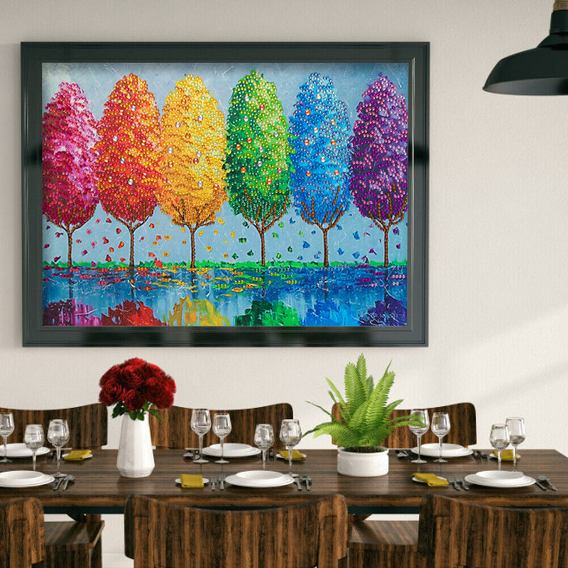 Diamond Painting 5D DIY Colorful Tree Partial Special Drill Rhinestone Kit Newly