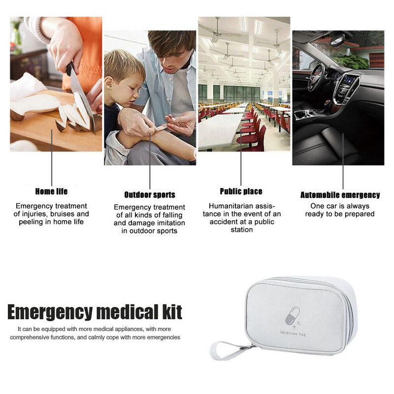 Portable Travel First Aid Kit Medical Bag Emergency Storage Box (Grey S) Newly