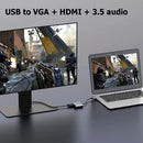USB to HDMI-Compatible VGA 3.5mm Audio Jack Adapter Dock Hub 3 in 1 Converter