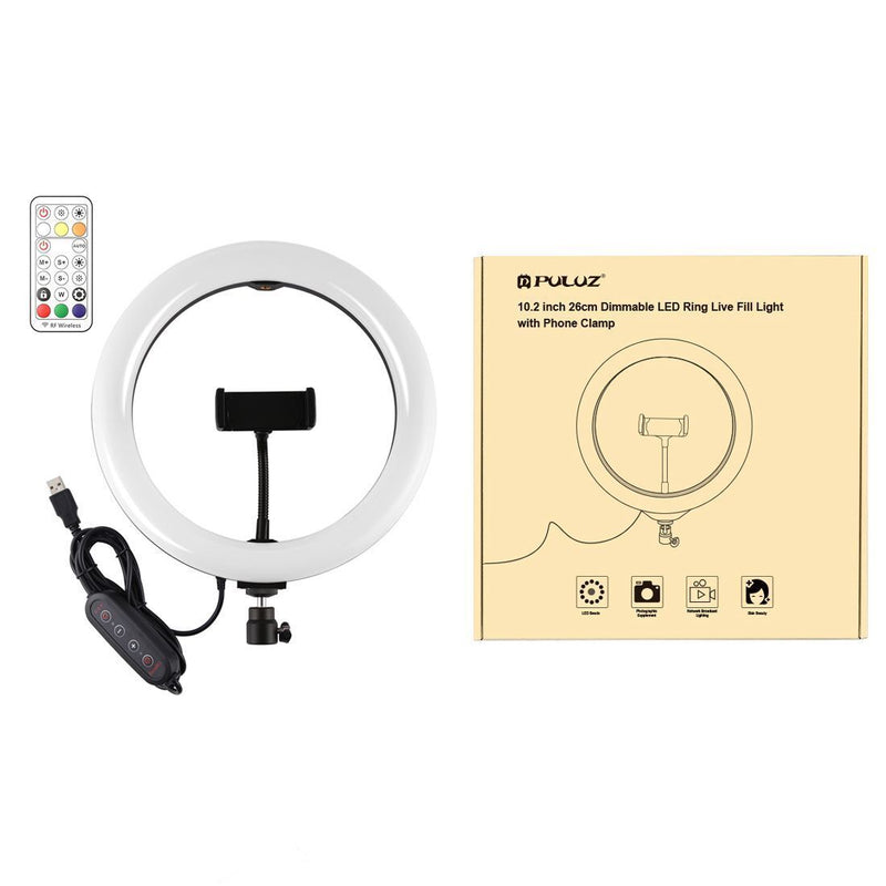 Dimmable Vlogging 10.2 inch 26cm RGBWW Selfie Lamp Ring Video Light Kit