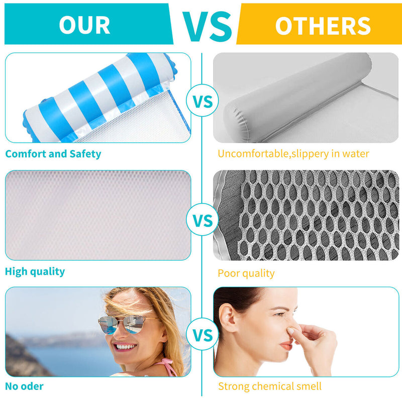 Swimming Pool Float Hammock Multi-Purpose Inflatable Lounge (Light Blue) Newly