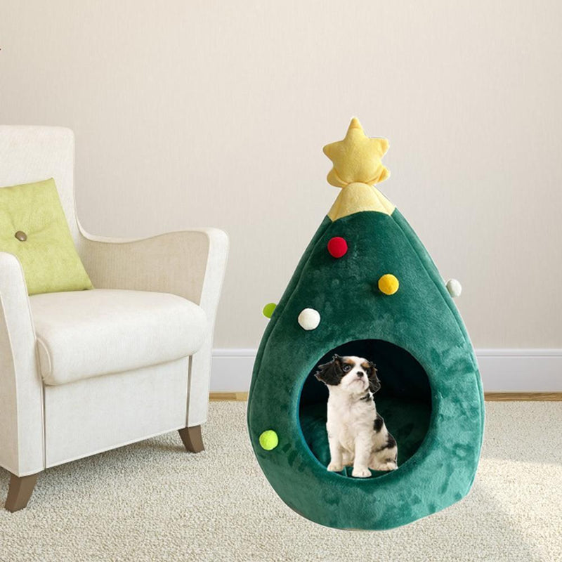 Xmas Tree Shape Pet Nest Winter Warm Kitten Cat House Sleeping Bed Pet Prod