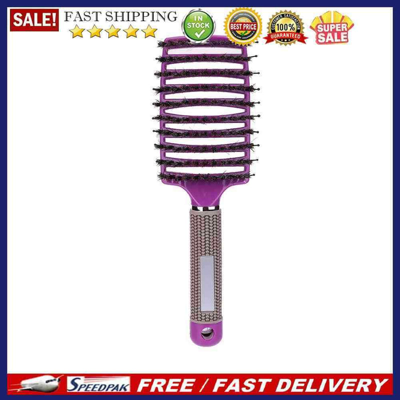 Scalp Massage Bristle Hair Comb Curly Straight Anti Static Hairbrush(Purple